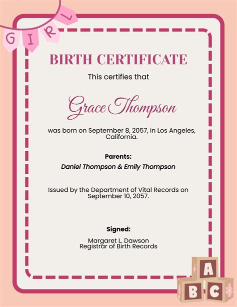 Free Spanish Birth Certificate Template to Edit Online