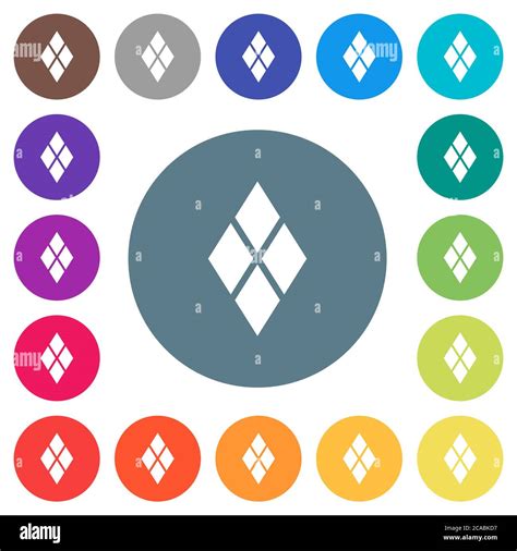 Diamond tile pattern flat white icons on round color backgrounds. 17 ...