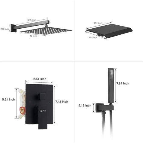 BWE A-95012 Shower Faucet Matte Black 1-handle Multi-function Square ...