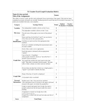 XY Scatter Excel Graph Evaluation Rubric - Blank Fillable Template ...