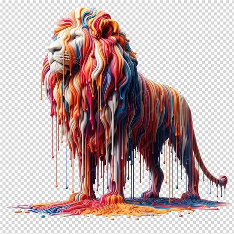Premium PSD | A drawing of a lion with the colors of the rainbow