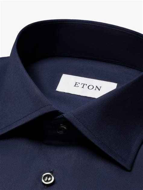 Eton Cotton Twill Slim Fit Cutaway Collar Shirt, Navy