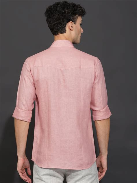 Salmon Pink Double Pocket Men's Linen Shirt – Linen Trail