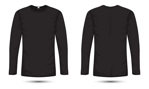 Long sleeve plain black t-shirt front and back view 24019945 Vector Art ...