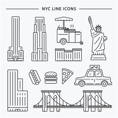 New York City icon vector set 4806895 Vector Art at Vecteezy