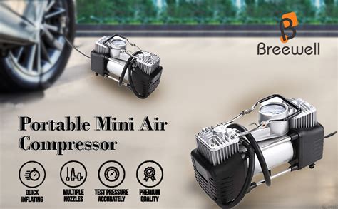 Breewell 12V Portable Mini Air Compressor 150 PSI Bike Car Tyre ...