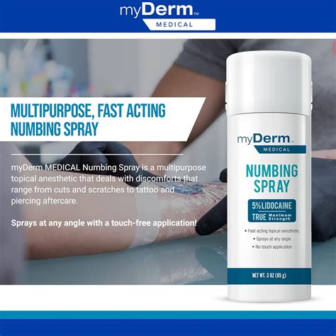 Buy Myderm Medical Numbing Spray - 3oz - Maximum Strength 5% Lidocaine ...