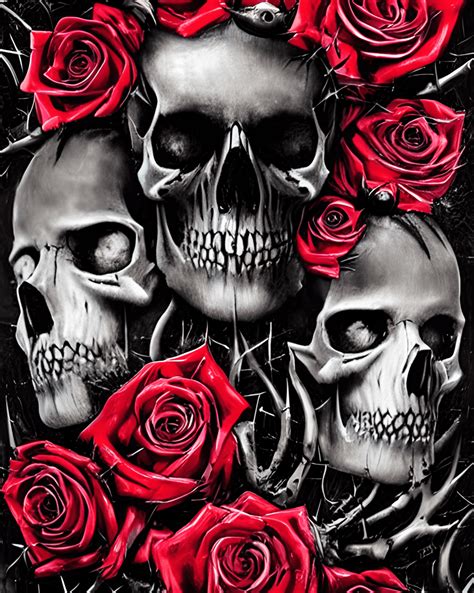 Skulls and Roses · Creative Fabrica