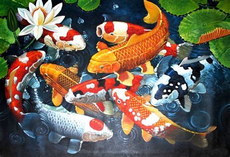 Poster Digital Painting Koi Fish Painting sl-9648 (Large Poster, 36x24 ...