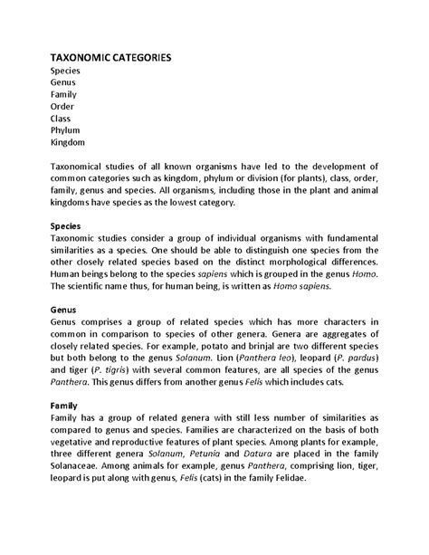 Taxonomic Categories - Biological classification of living organisms in ...