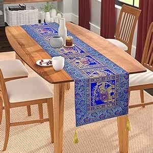 Buy E-EZRA Decorative Dining Table Runner Silk Runners Ends Tassels on ...
