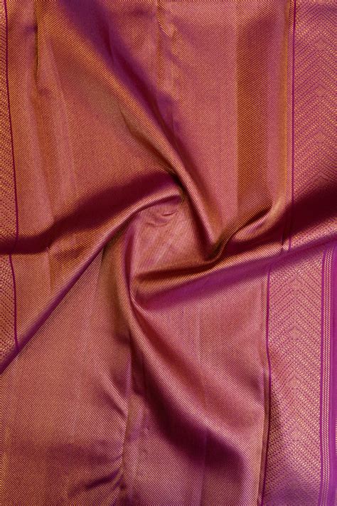 Magenta borderless brocade pure Kanchipuram silk saree | Clio Silks
