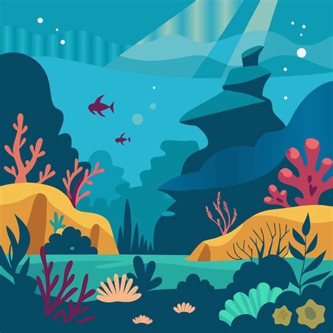 A painting of a scene with the words quot sea life quot and corals ...