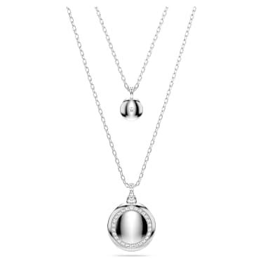 Sublima layered pendant, White, Rhodium plated | Swarovski