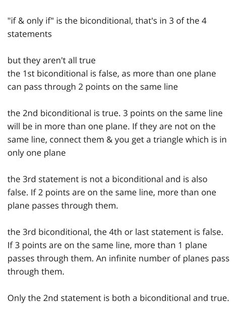 Identify the statement(s) that are both biconditional and false. A ...