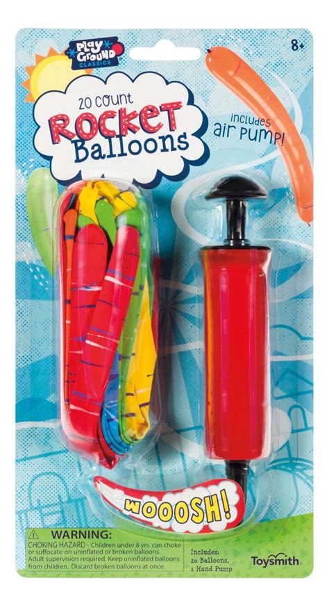 20 Rocket Balloons with Pump,(Colors May Vary),Various Packaging ...