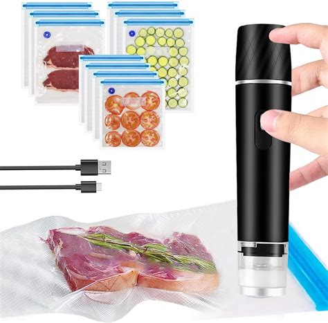 Handheld Portable Mini Vacuum Sealer With 10 PCS Reusable Food Storage ...