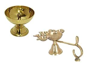 Buy Utkarsh Combo of Classic Round Pure Brass Paro Pyali Table Diya ...