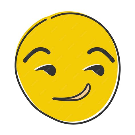 Premium Vector | Smirking emoji yellow face with suggestive smug or ...