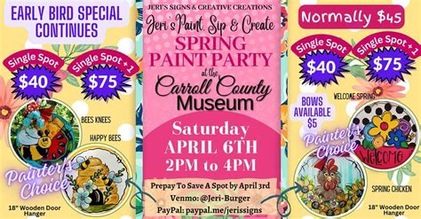 "Jeris Paint, Sip & Create" Spring Paint Party at the Carroll County ...