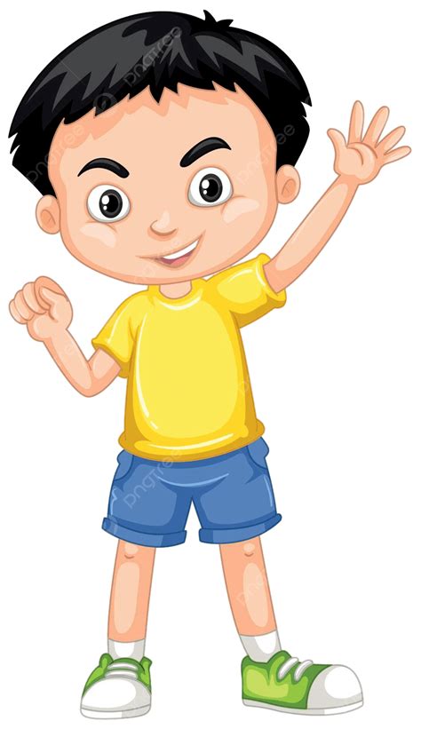 Little Boy Waving Hello Art Clipart Character Vector, Art Clipart ...