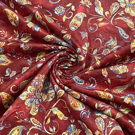 Buy Classic Dark Red Floral Print Velvet Fabric Online at TradeUNO ...