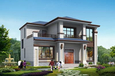 新中式小户型房子二层别墅效果图片，108平方米，造价经济实惠。_二层别墅设计图_鲁班设计图纸官网
