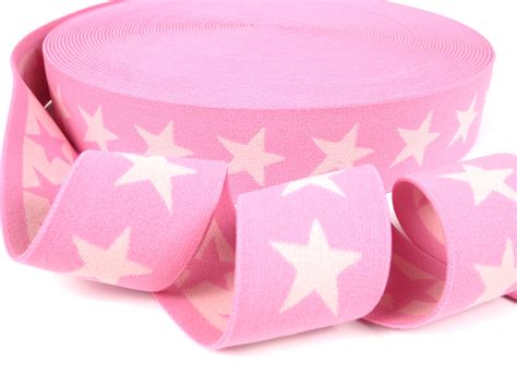Gummiband Sterne - rosa-hellrosa - 4 cm Breit