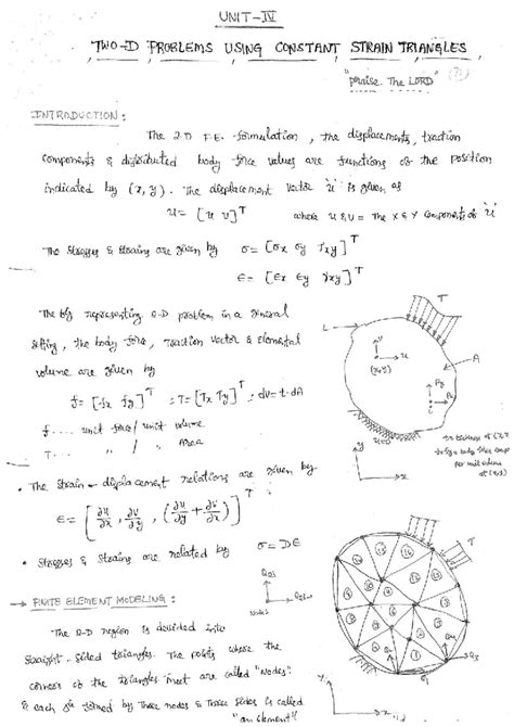 UNIT-4 - PRACTICE NOTES ON CONSTANT STRAIN TRIANGLES - Studocu