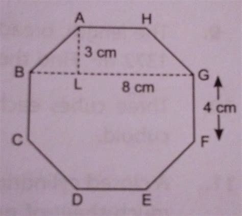 In the adjacent figure, ABCDEFGH is a regular octagon. If BG = 8 cm,AL ...