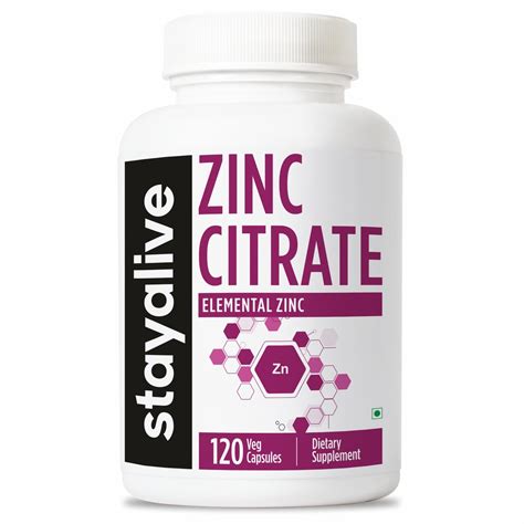 StayAlive Zinc Citrate Capsule for Immunity & Skin Health, 120 Caps ...