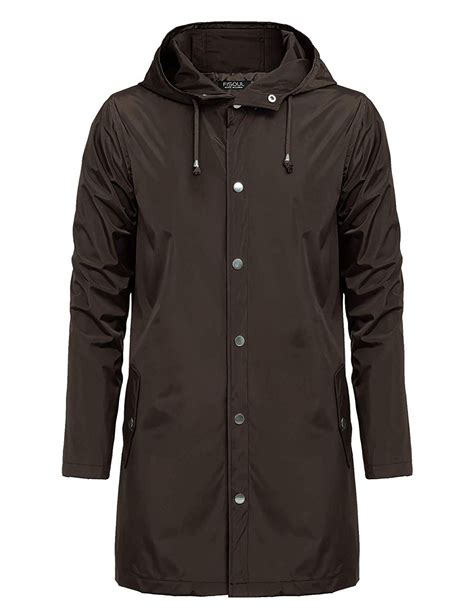 Raincoats Waterproof Lightweight Active Long Outdoor Hooded Mens Rain ...