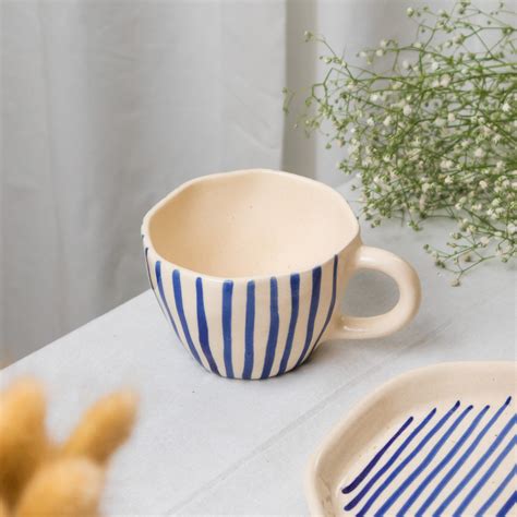 Blue Stripe Ceramic Mug – Native Apothecary
