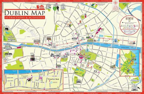 Map of Dublin tourist: attractions and monuments of Dublin