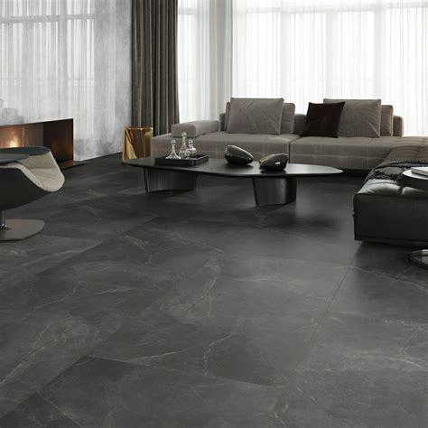 Stonemood Grey Tiles | Grey tiles living room, Grey floor tiles living ...