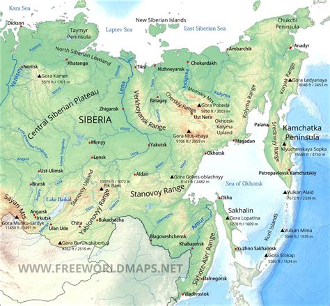 Eastern Russia map