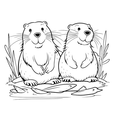 Beaver Coloring Clipart Pages Drawing Beavers Printable Sketch Animals ...