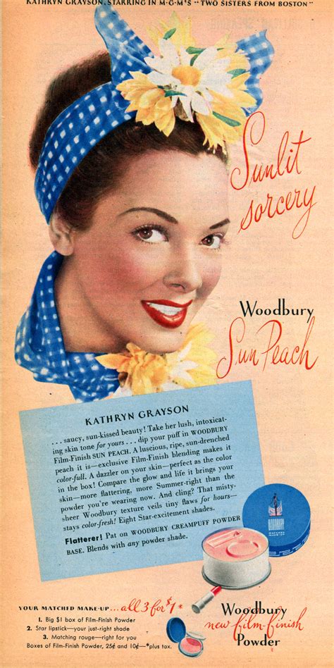 1940s ad, advertisement with Kathryn Grayson wearing a blue bandana and ...