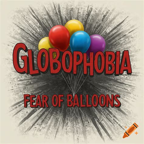 Balloons with text 'Globophobia: Fear of Balloons' on a textured ...