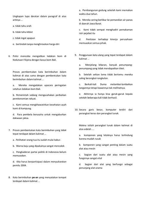 Soal Ujian Sekolah Bahasa Indonesia Kelas 6 & Kunci Jawabannya