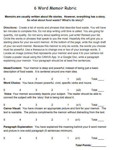 6 Word Memoir | Examples