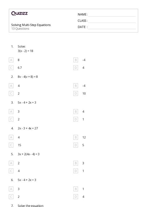 50+ Multi-Step Equations worksheets on Quizizz | Free & Printable