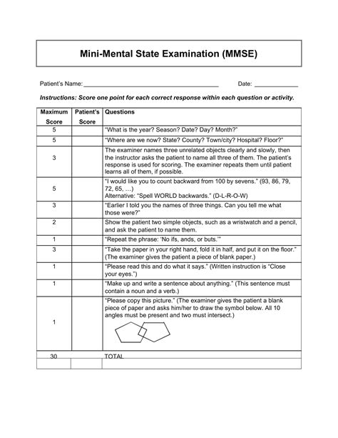 Free Printable Mental Status Exam Templates [PDF, Word] Worksheet