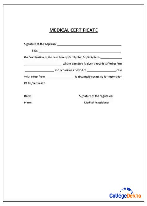 Medical Certificate Format for Students | CollegeDekho