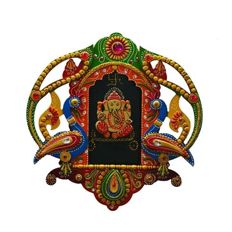 Papier-Mache Lord Ganesha with Peacock Wall Hanging - eCraftIndia Online