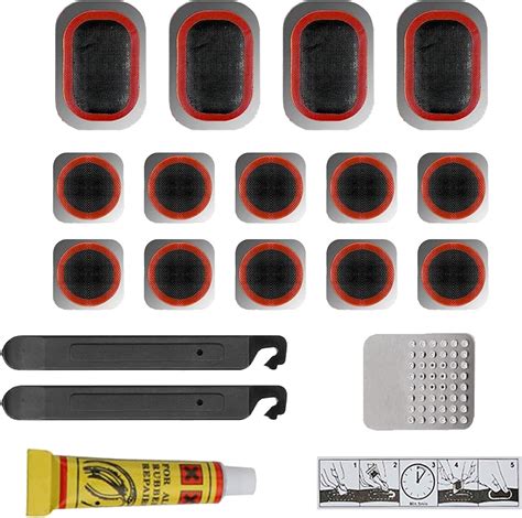 Bicycle Tire Patch Repair Kit - Pack of 24 - Includes Vulcanizing Fluid ...