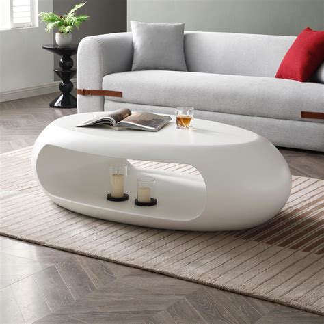 Amazon.com: 47.24'' Modern Oval Coffee Table, Sturdy Fiberglass Center ...