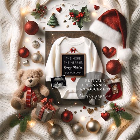 Christmas Pregnancy Announcement, Social Media Reveal, Editable Digital ...