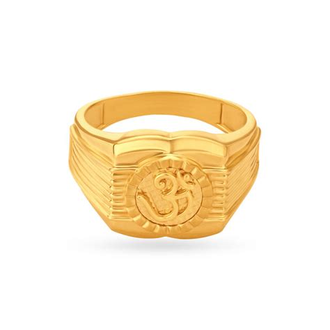 Om Motif Gold Finger Ring for Men