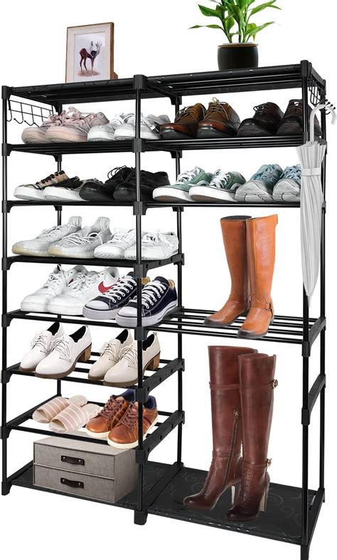 Buy 8 Tier Shoe Rack Organizer Metal Shoe Tower Shoe Shelf For Closet ...